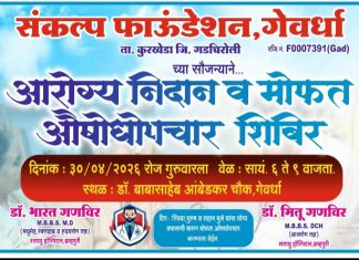 गेवर्धा येथे मोफत आरोग्य तपासणी शिबिराचे आयोजन…