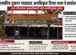 Are MLAs who set up public relations offices in government-owned shop units actually beggars? — The Municipal Council’s Chief Officer (CO) ought to inspect both the documents and the physical condition of these shop units. — The delay by the Chimur Municipal Council CO in taking action as per regulations amounts to a mockery of the law and a dereliction of duty.